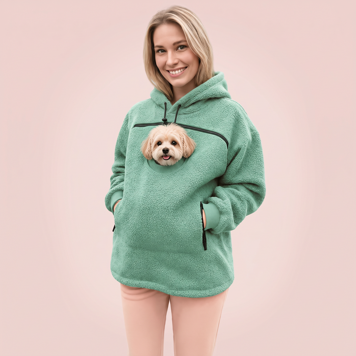 Cuddlepaws pocket hoodie in sage green