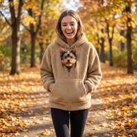 Autumn walk with a yorkie in the Cuddlepaws hoodie