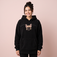 Cuddlepaws pocket hoodie in black with french bulldog puppy